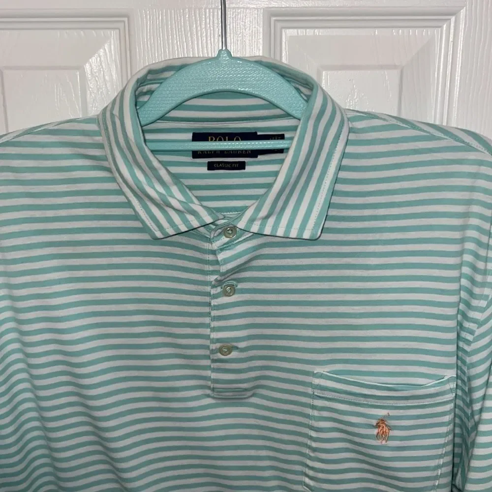 Polo Ralph Lauren shirt green white orange